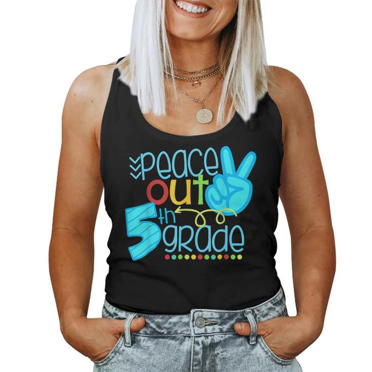 Peace Out 5Th Grade Funny End Of School Year Teacher Student  Women Tank Top Basic Casual Daily Weekend Graphic