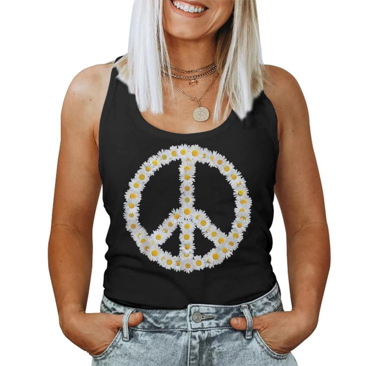 Peace Sign Daisies Retro Floral Hippie Daisy Lover Women Tank Top