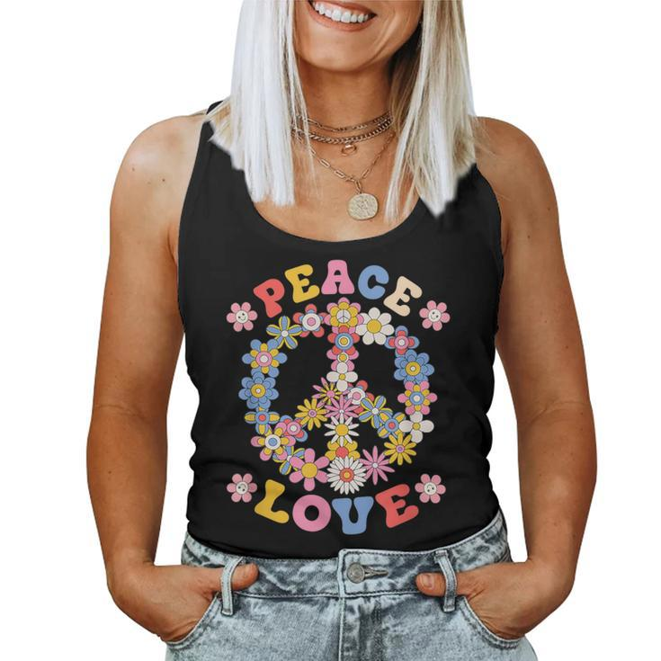 Peace Sign Love 60S 70S Hippie Costume Flowers Girls Women Tank Top