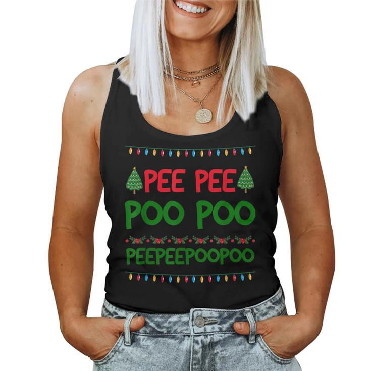 Pee Pee Poo Poo Ugly Christmas Sweater Women Tank Top