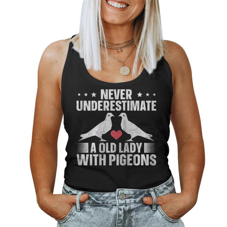 Pigeon Breeding Never Underestimate A Old Lady With Pigeons Gift For Womens Women Tank Top Basic Casual Daily Weekend Graphic
