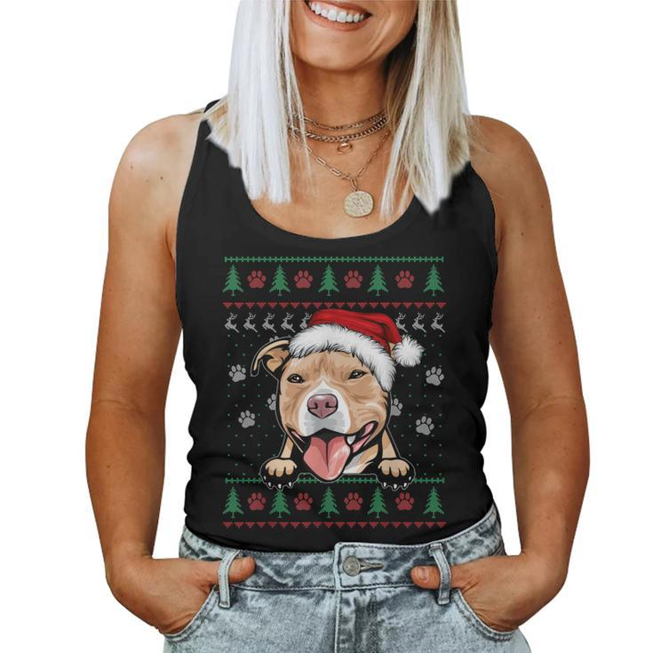 Pitbull Christmas Ugly Sweater Pit Bull Lover Women Tank Top
