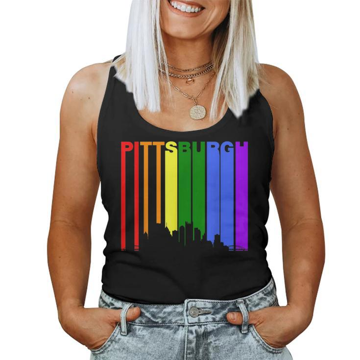 Pittsburgh Pa Downtown Rainbow Skyline Lgbt Gay Pride Women Tank Top