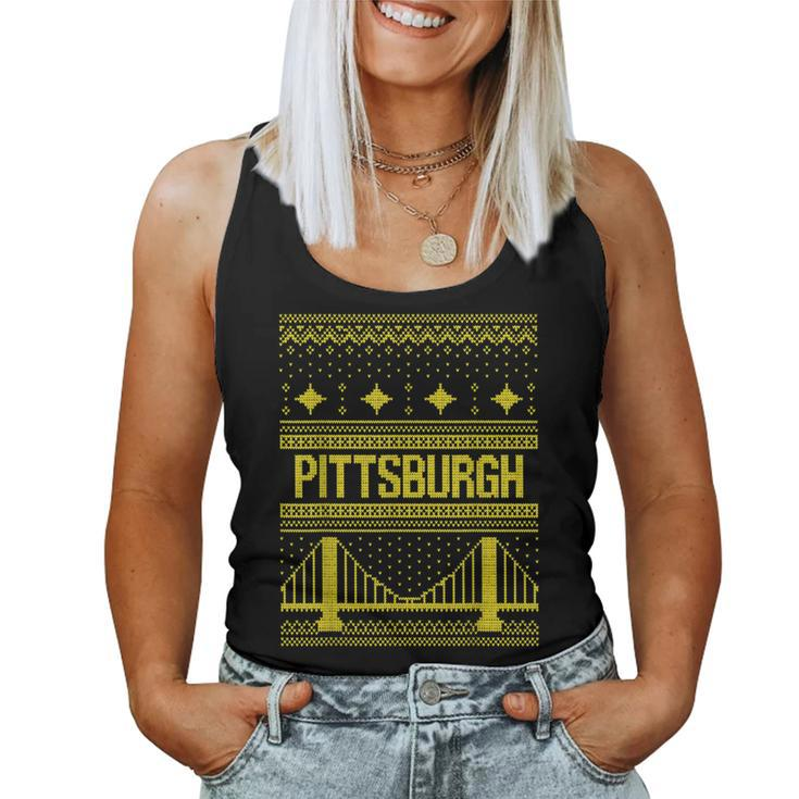 Pittsburgh Ugly Christmas Sweater Women Tank Top
