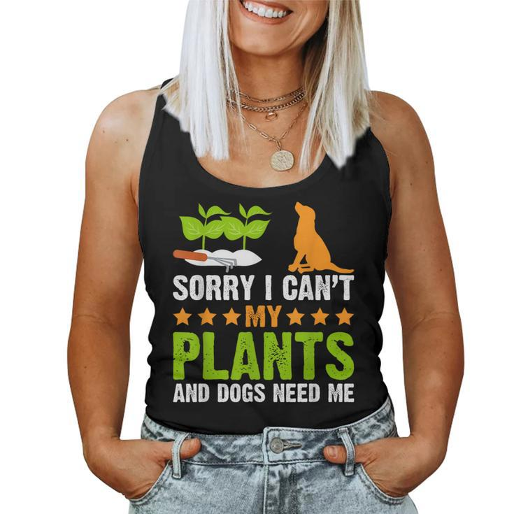 Plants And Dog Lover Gardener Funny Gardening And Dogs Lover  Women Tank Top Weekend Graphic