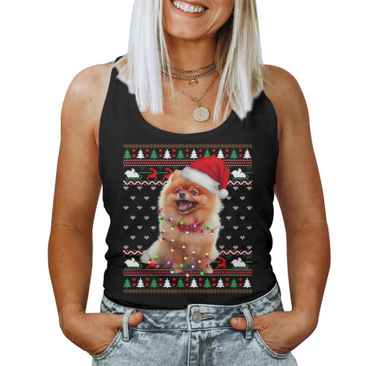 Pomeranian Christmas Ugly Sweater Dog Lover Xmas Women Tank Top