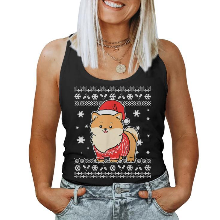 Pomeranian Ugly Christmas Sweater Women Tank Top