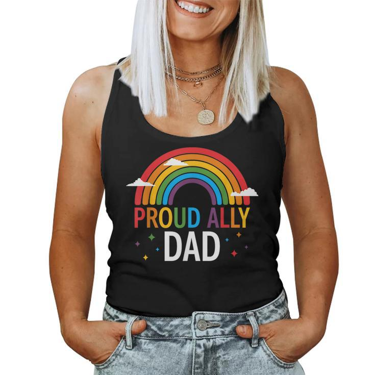 Proud Ally Dad Lgbt Vintage Rainbow Gay Pride Daddy Lgbt  Women Tank Top Basic Casual Daily Weekend Graphic