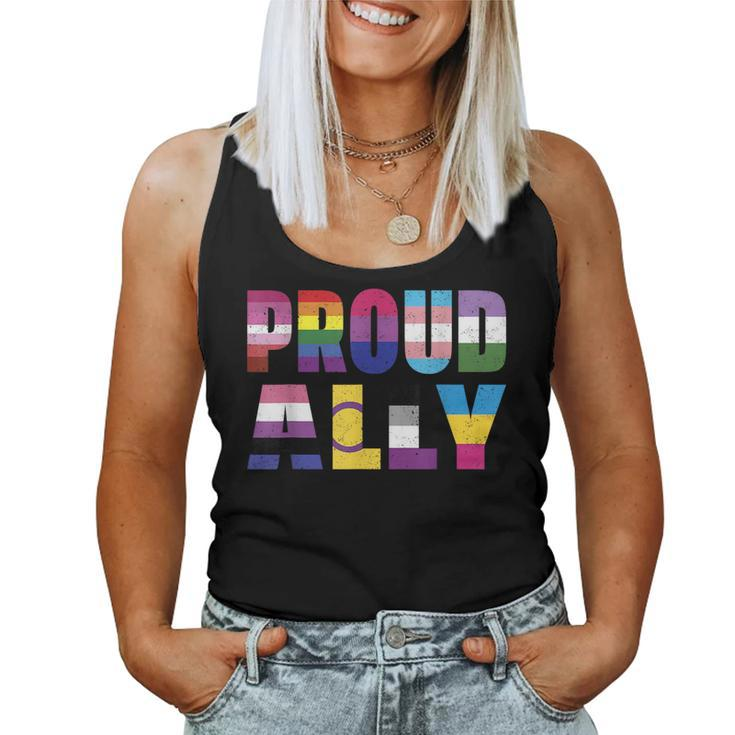 Proud Ally Rainbow Pride Month Lgbtq Gay Lesbian Trans Women Tank Top