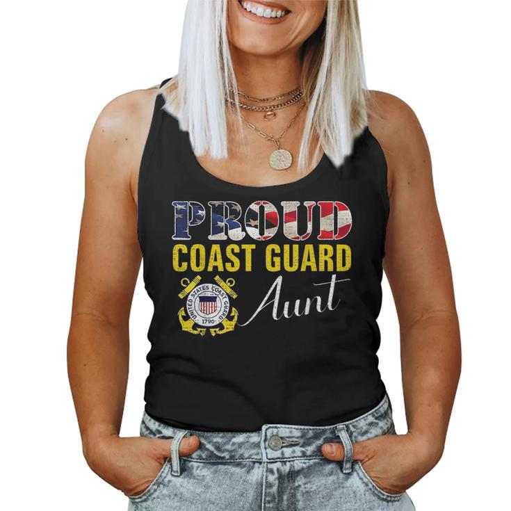 Proud Coast Guard Aunt With American Flag For Veteran Day Veteran Women Tank Top