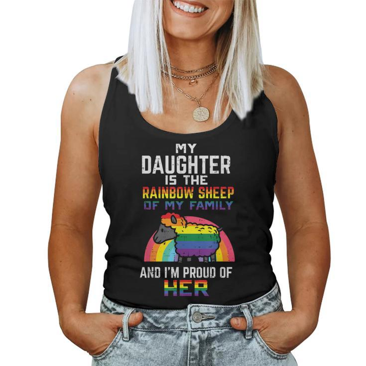 Proud Of My Daughter Rainbow Sheep Pride Ally Lgbtq Gay Women Tank Top