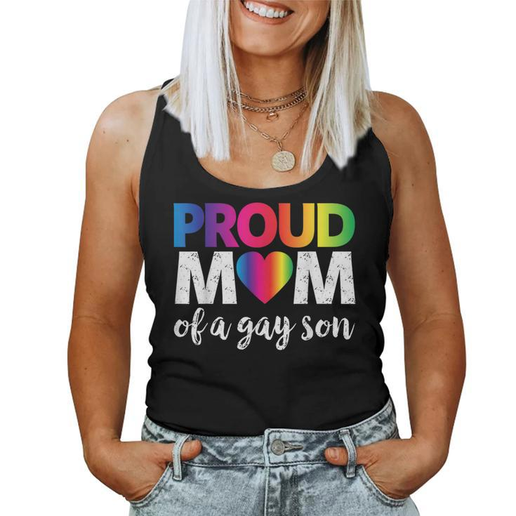 Proud Mom Of A Gay Son Lgbt Pride Month Rainbow Flag Women Tank Top