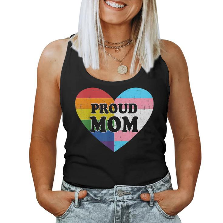 Proud Mom Lgbt Transgender Flag Heart Gay Lesbian Vintage Women Tank Top