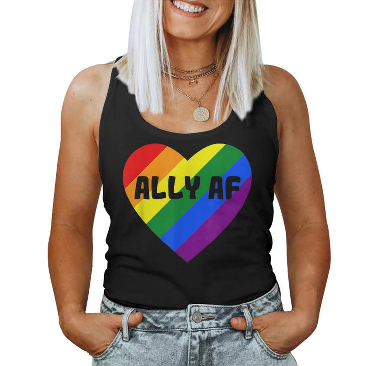 Proud Straight Ally Af Rainbow Heart Gay Pride Lgbtq Allies Women Tank Top