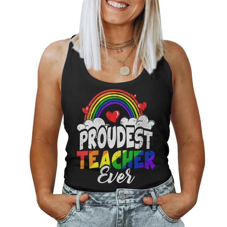 Proud Teacher Gay Pride Month Teaching Rainbow Flag Lgbtq Women Tank Top