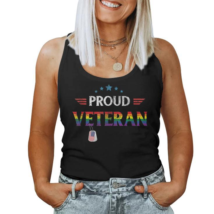 Proud Veteran Lgbt Gay Pride Rainbow Us Military Trans Women Tank Top