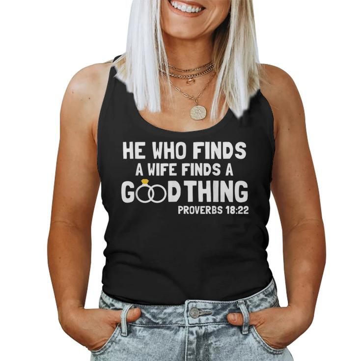 Proverbs Christian Couples Apparel He Who Finds A Wife Women Tank Top