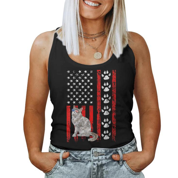 Ragamuffin Cat 4Th Of July Patriotic American Flag Paws Women Tank Top