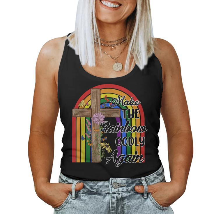 Make The Rainbow Godly Again Lgbt Flag Gay Pride Christian Women Tank Top