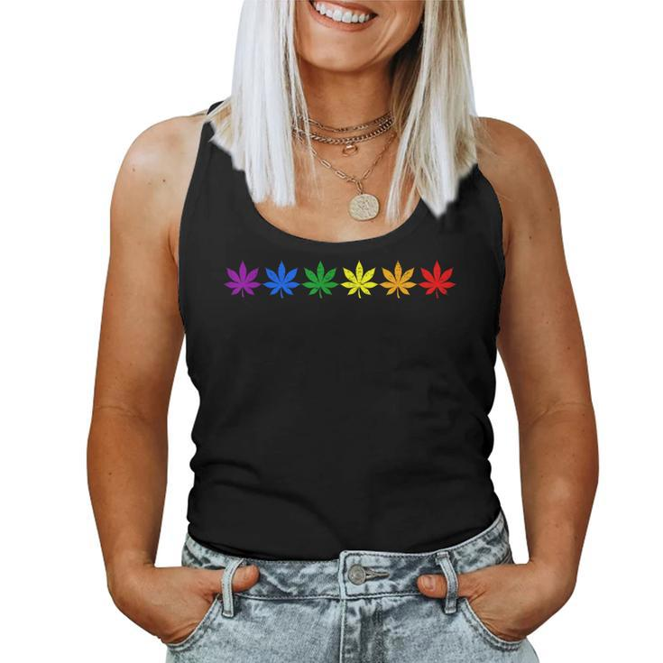 Rainbow Lgbt Marijuana Cannabis Weed Pride Month Gay Les Women Tank Top