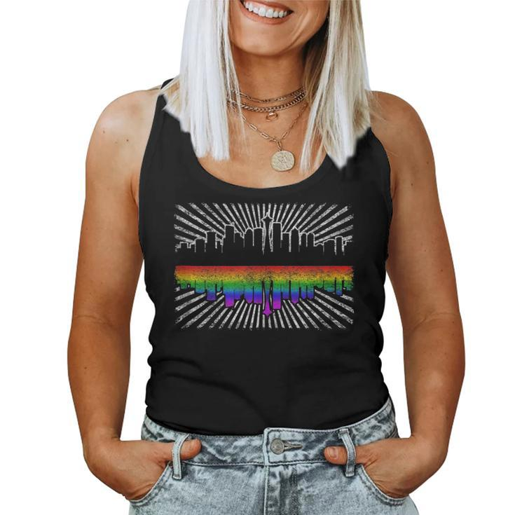Rainbow Seattle Skyline Gay Lesbian Seattle Gay Pride Women Tank Top