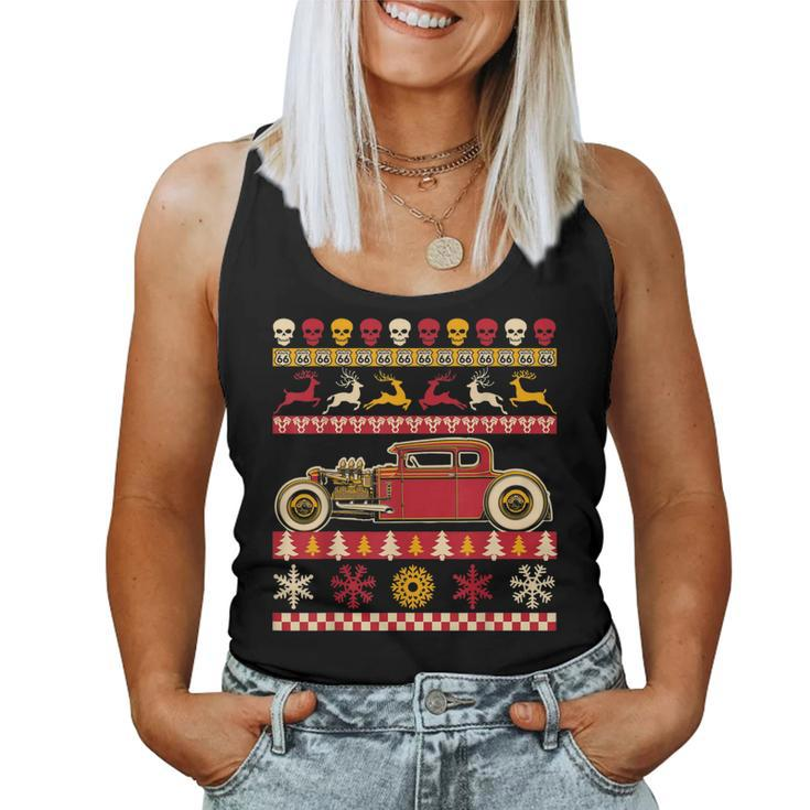 Rat Rod Ugly Christmas Sweater Party For Car Lovers Women Tank Top