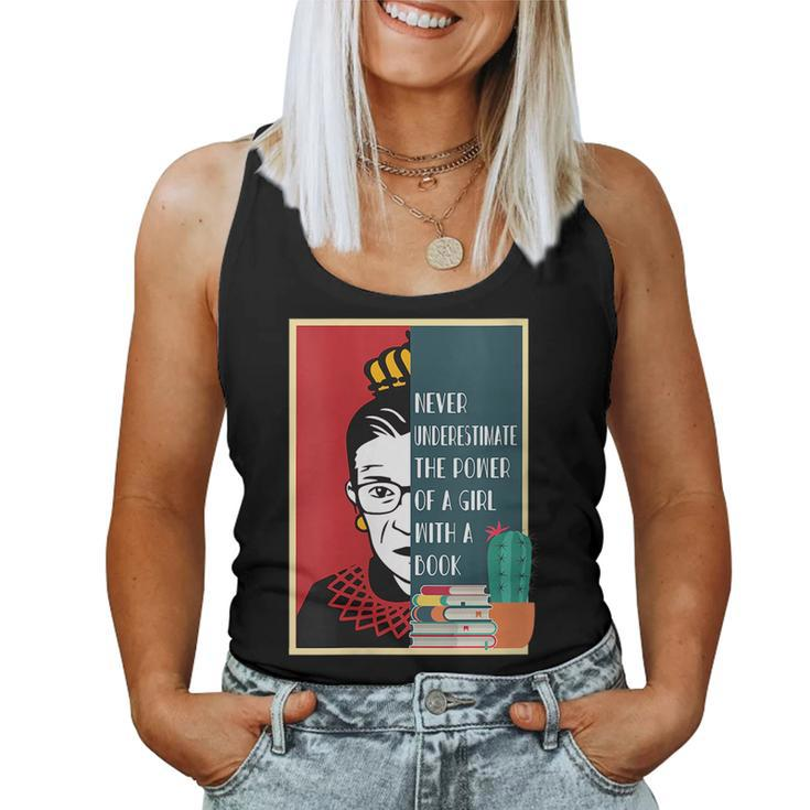 Rbg Never Underestimate The Power Of A Girl With A Book Gift For Womens Women Tank Top Basic Casual Daily Weekend Graphic