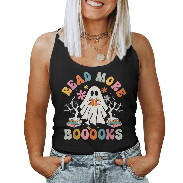 Read More Books Halloween Groovy Boo Read Books Ghost Nerd Women Tank Top