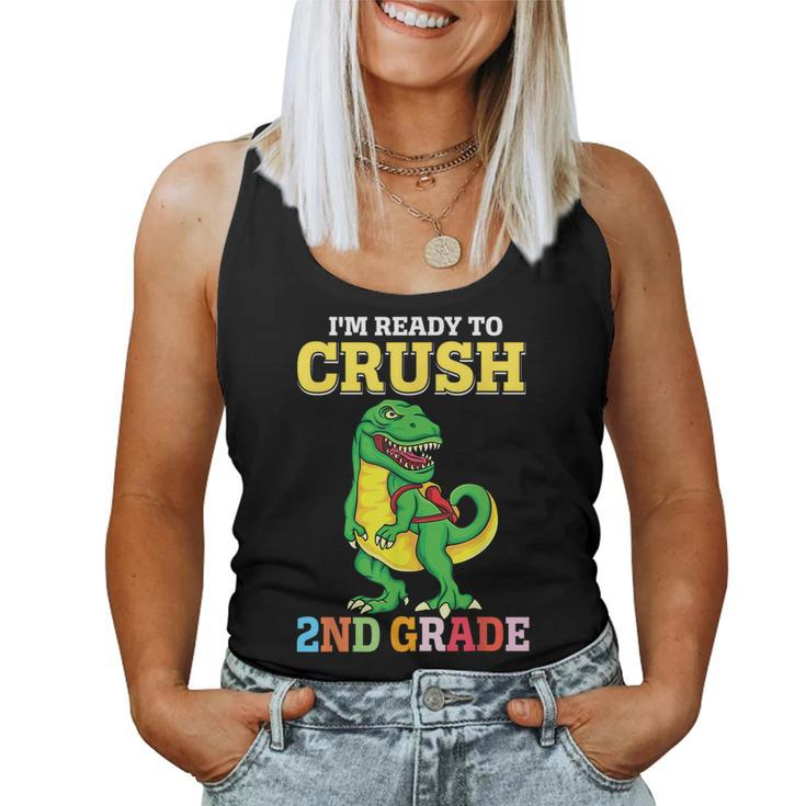 Im Ready To Crush 2Nd Grade Dinosaur Boy First Day Of School Women Tank Top
