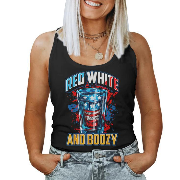Red White & Boozy Patriotic American Whiskey Drinker Alcohol Women Tank Top
