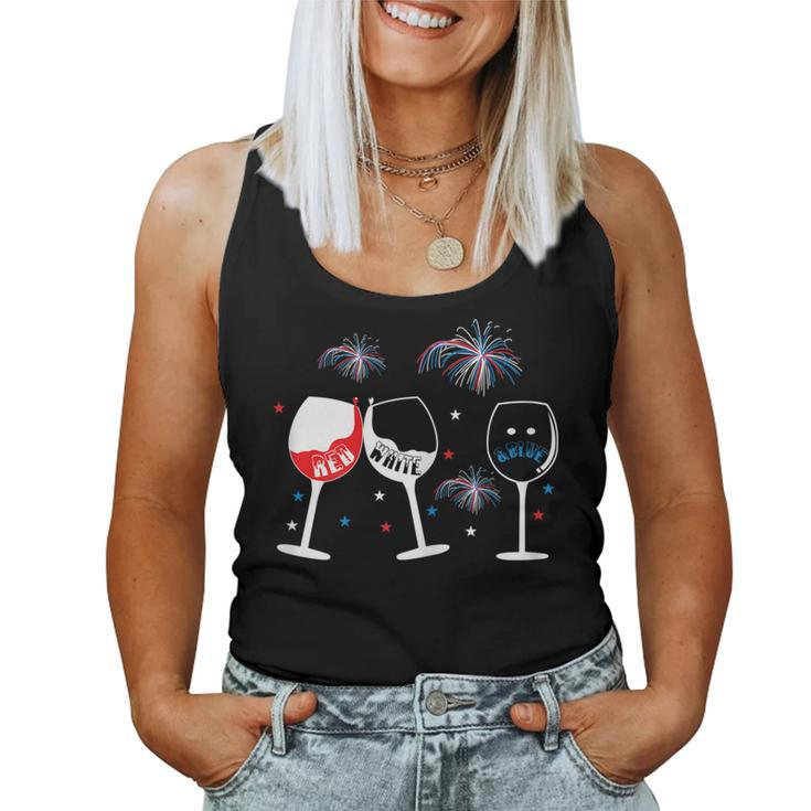Red White And Blue Wine Glass For 4Th Of July Wine Women Tank Top