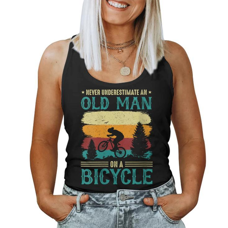 Retired Biker Never Underestimate An Old Man On A Bicycle Women Tank Top