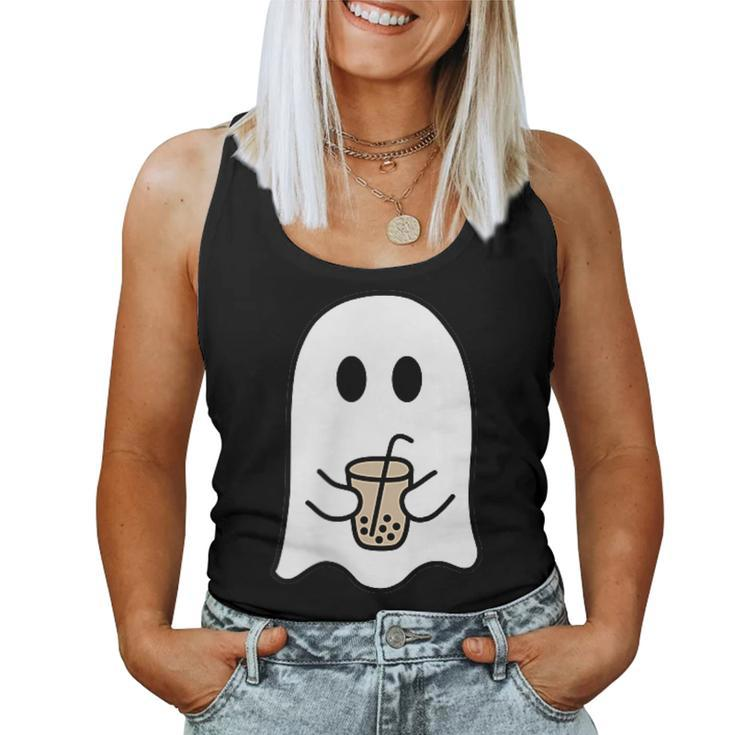 Retro Cute Little Ghost Ice Coffee Boo Happy Halloween Women Tank Top