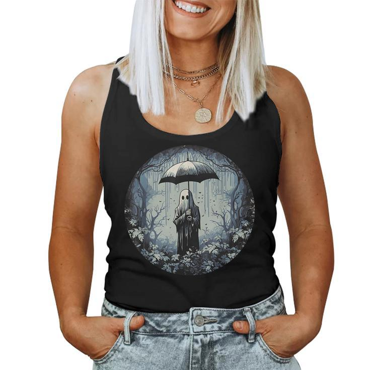Retro Floral Ghost Vintage Halloween Ghost In The Forest Women Tank Top