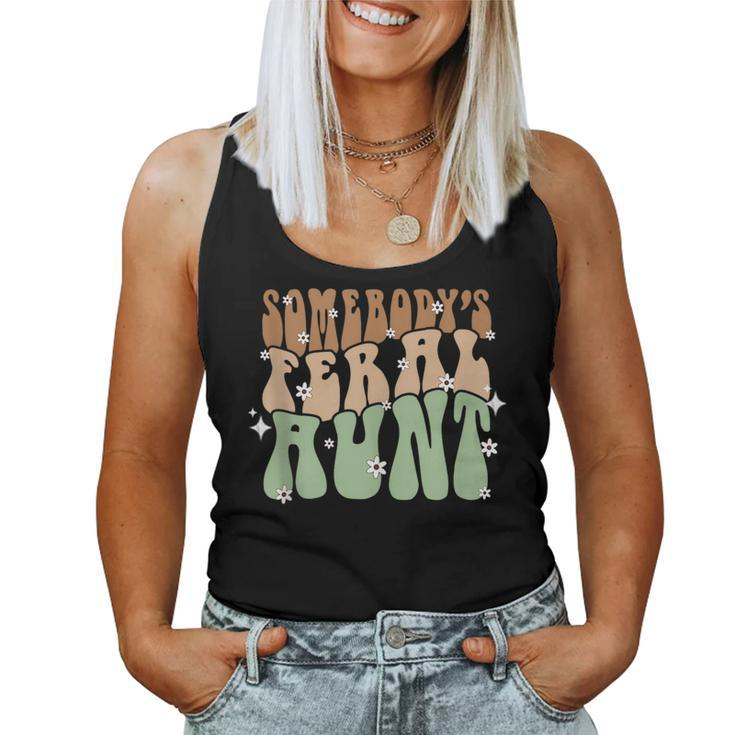 Retro Floral Groovy Somebodys Feral Aunt  Women Tank Top