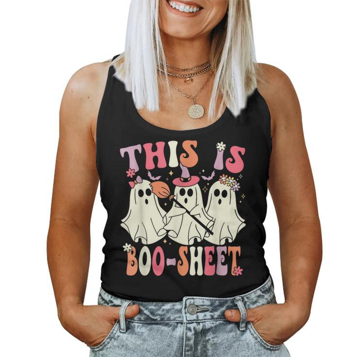 Retro Groovy This Is Some Boo Sheet Halloween Ghost Women Tank Top
