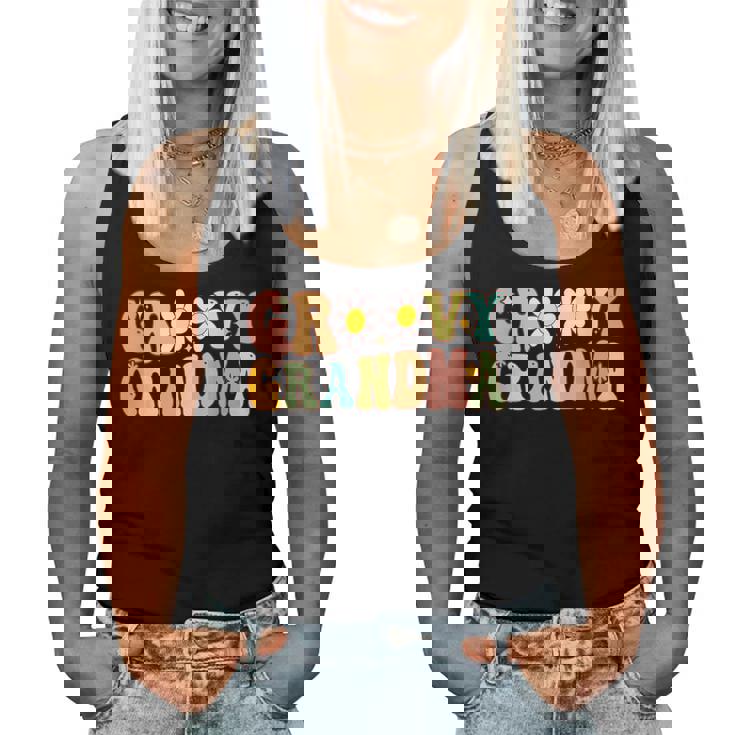 Retro Groovy Grandma Birthday Matching Family Mothers Day  Women Tank Top Basic Casual Daily Weekend Graphic