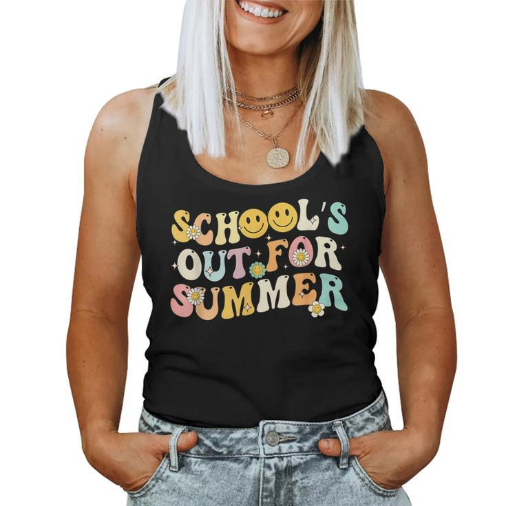 Retro Groovy Schools Out For Summer Graduation Teacher Kids Women Tank Top