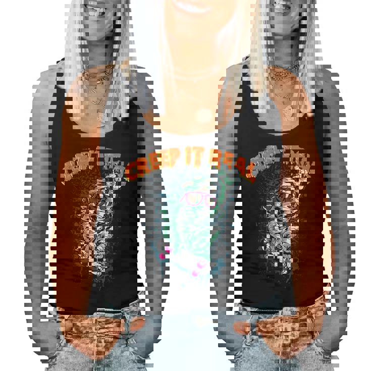 Retro Halloween Creep It Real Vintage Mummy Skate Halloween Mummy Women Tank Top