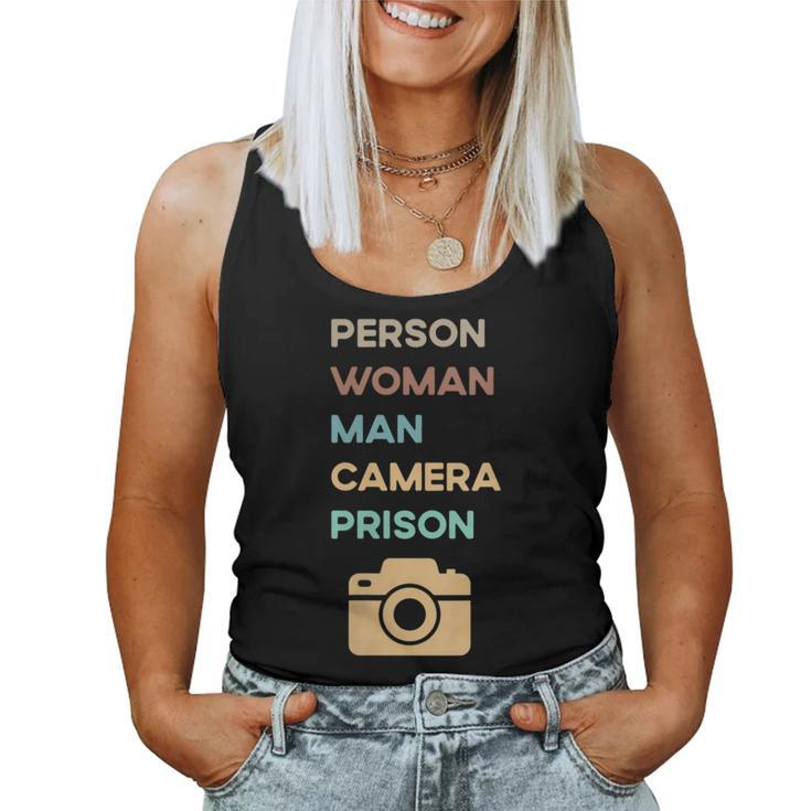 Retro Quote Person Woman Man Camera Prison  Women Tank Top Basic Casual Daily Weekend Graphic