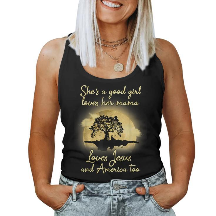 Retro Shes A Good Girl Love Jesus And American Too Women Tank Top