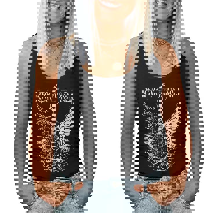 Rock And Roll Musical Instrument Guitar Women Tank Top Weekend Graphic