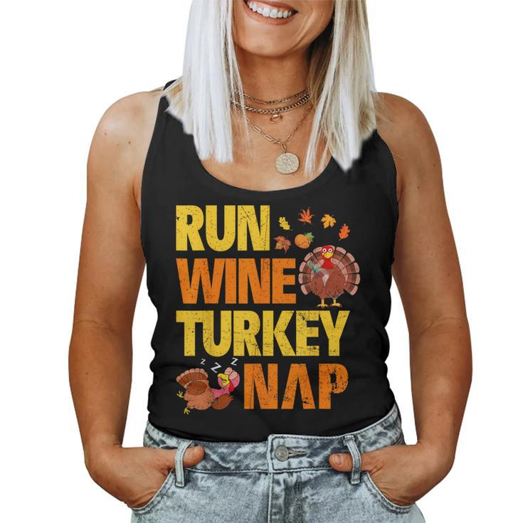 Run Wine Turkey Nap Thanksgiving Turkey Wine Running Women Tank Top
