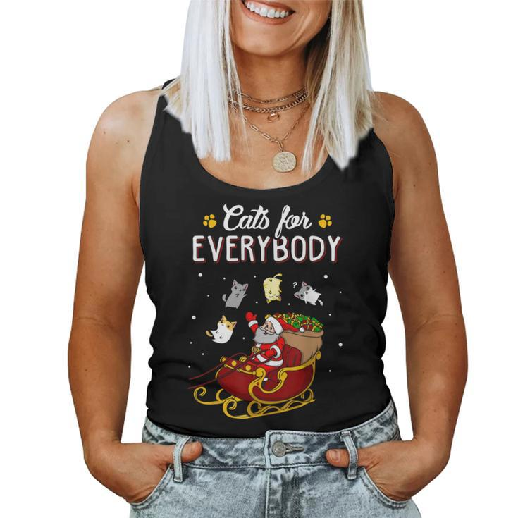 Santa Cats For Everybody Ugly Christmas Sweater Cat Lover Women Tank Top