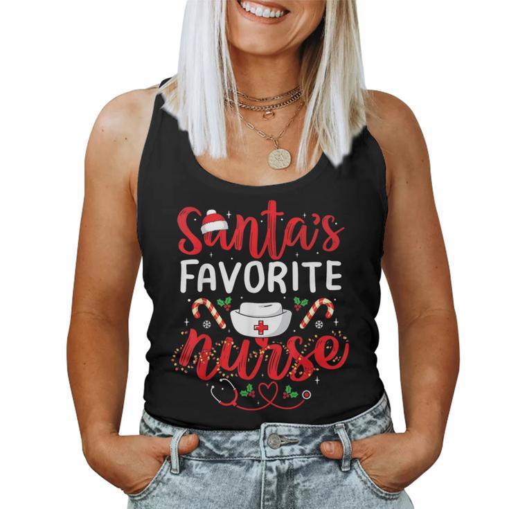 Santas Favorite Nurse Christmas Xmas Rn Cna Nursing Women Tank Top