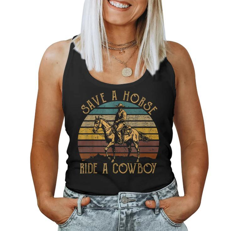 Save A Horse Ride A Cowboy Bull Western For Women Tank Top