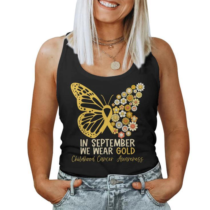 In September We Wear Gold Butterfly Ribbon Hippie Flowers Women Tank Top