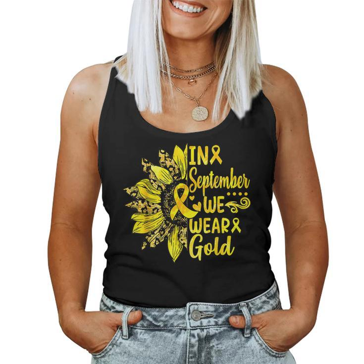 In September We Wear Gold Sunflower Childhood Cancer Women Tank Top