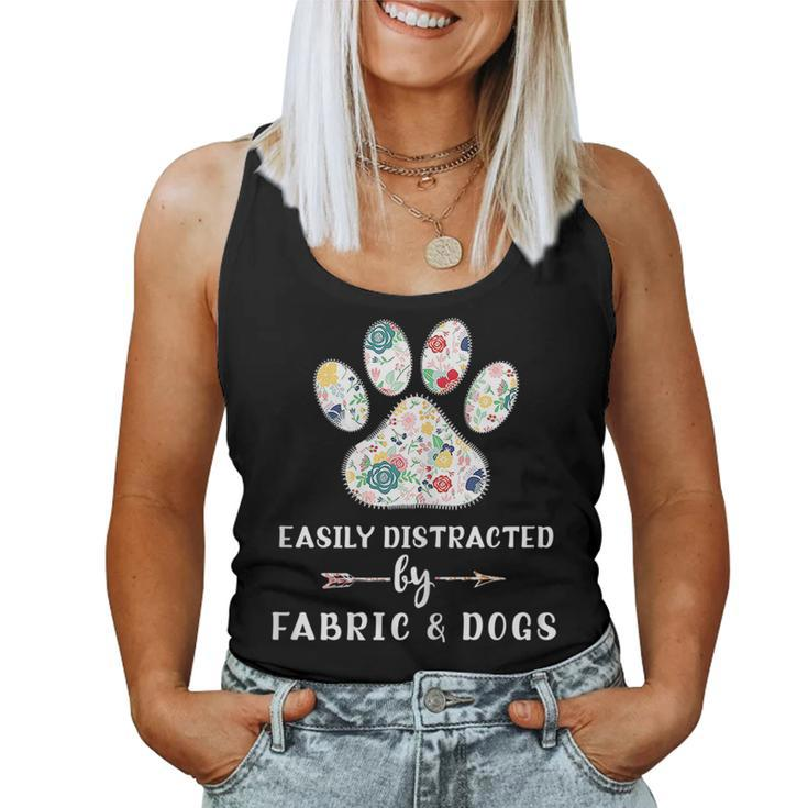 Sewing Quote Fabric Dog Paw Graphic Women Sewing Lover Women Tank Top