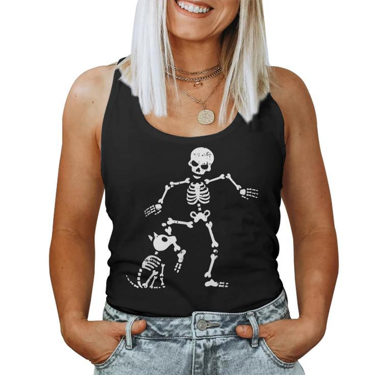 Skeleton And Dog Halloween Costume Skull Women Tank Top